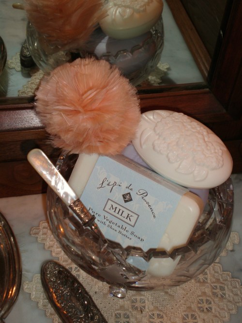 Soap, Silver and a Feather Millinery Puff